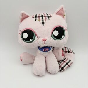 Littlest Pet Shop VIP Cat Pink & Plaid Plush Stuffed Animal Toy  2007